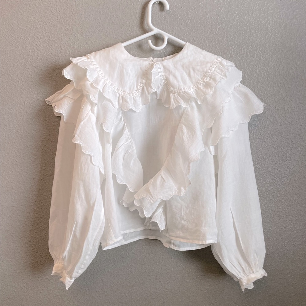 Les Coyotes de Paris Perla Pearl Ramie Blouse Size 40